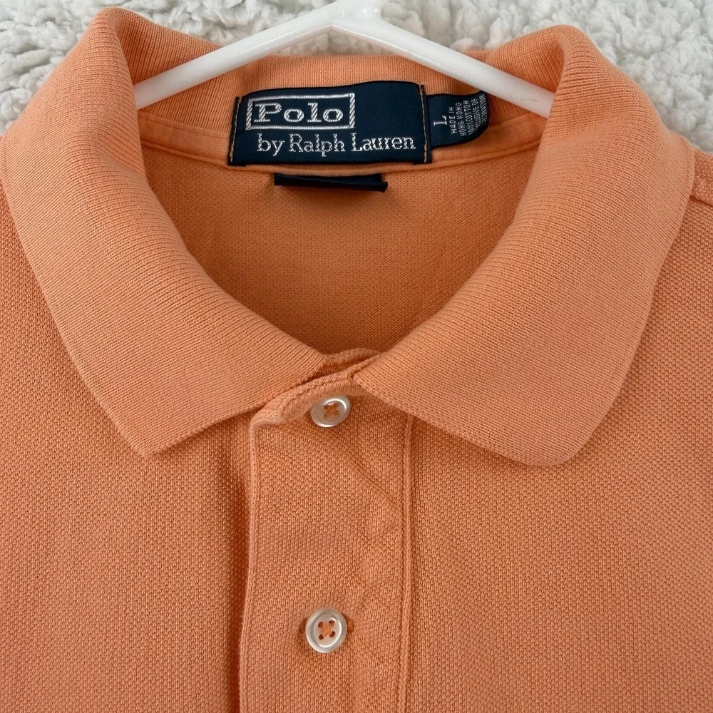 Polo By Ralph Lauren Polo Shirt Mens Large Orange‎ Custom Fit Pony Logo Top